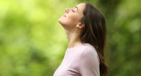 Profile,Of,A,Relaxed,Woman,Breathing,Fresh,Air,In,A